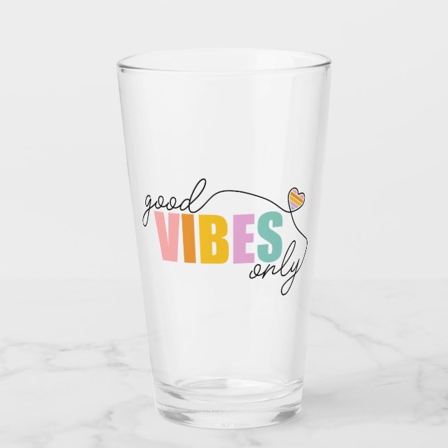 Verre Good Vibes seulement Rainbow Heart (Devant)