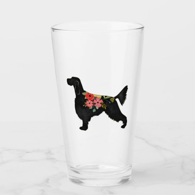 Verre Gordon Setter Chien race Bohème Floral Silhouette (Devant)