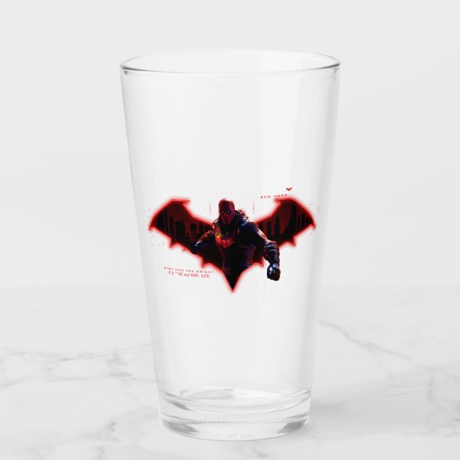 Verre Gotham Chevaliers Hood rouge dans le logo (Devant)