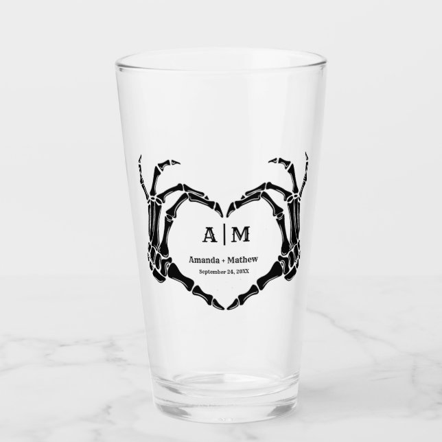 Verre Gothic Halloween Skull Hand Heart Black Wedding (Devant)
