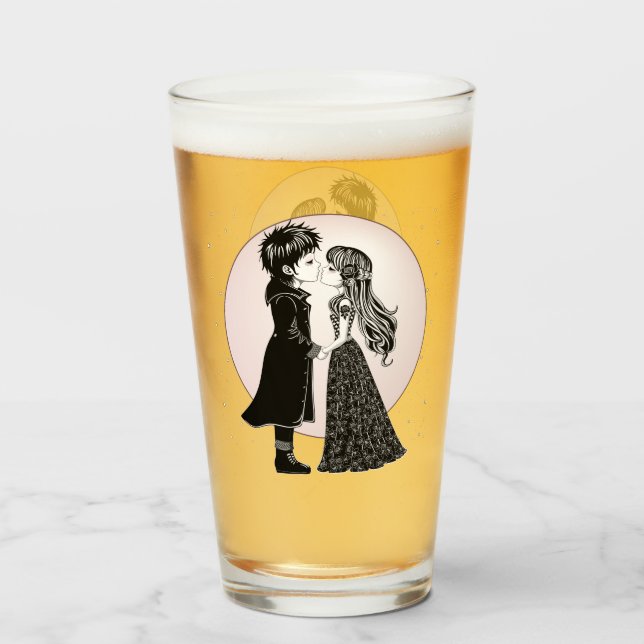 Verre Gothique Emo Enfants Kiss Valentine's Day (Devant (rempli))