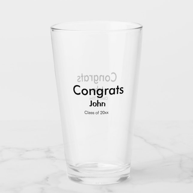 Verre grand garçon ajouter nom félicitations date année  (Devant)