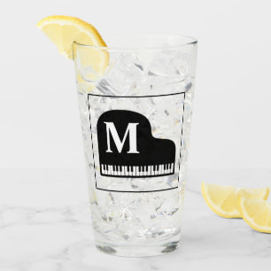 Verre Grand Piano Monogram Pianiste Noir et Blanc Clas