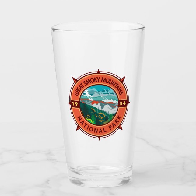 Verre Grand Smoky Mountains Parc national Retro Compass (Devant)