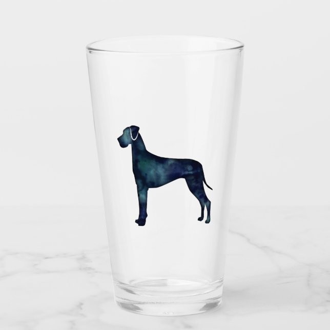 Verre Grande Danse Chien noir Aquarelle Silhouette (Devant)