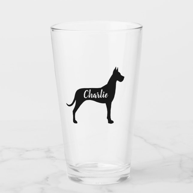 Verre Grande silhouette Dane Amoureux des chiens personn (Devant)