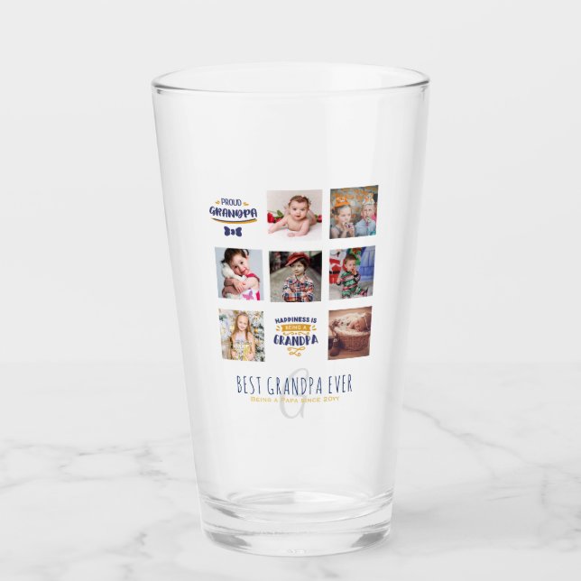 Verre GRANDPA PHOTO COLLAGE CADEAU Fier Papa Pops Gramps (Devant)