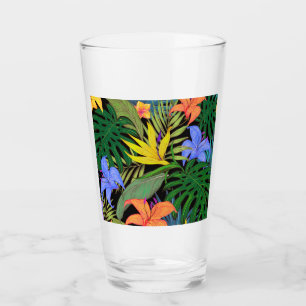 Verre Graphique de fleur d'Aloha de Hawaii tropical
