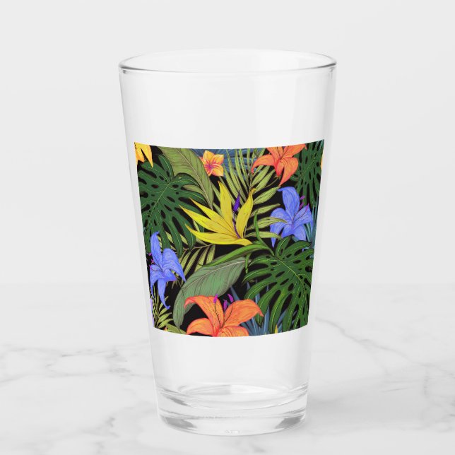 Verre Graphique de fleur d'Aloha de Hawaii tropical (Devant)
