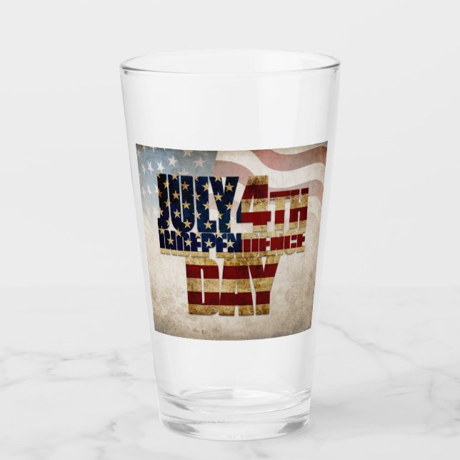 Verre Graphisme Grunge USA 4 juillet Indépendance (Devant)