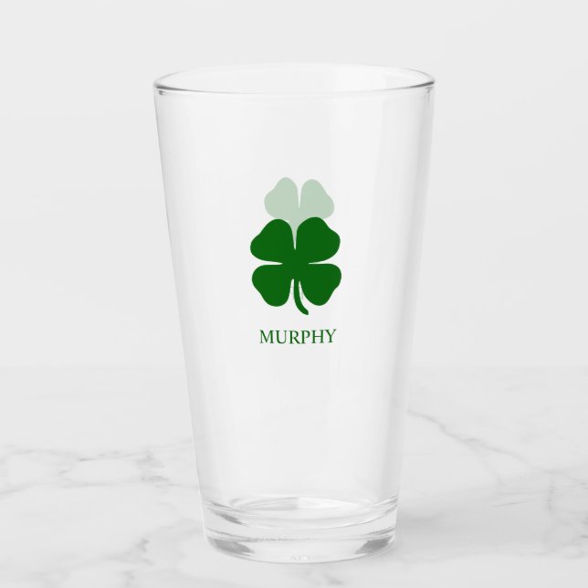 Verre Green Clover Irish Nom personnalisé Bière (Devant)