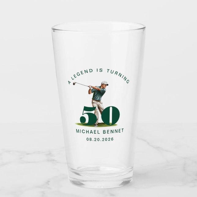 Verre Green Sport Golfer 50th Birthday (Devant)