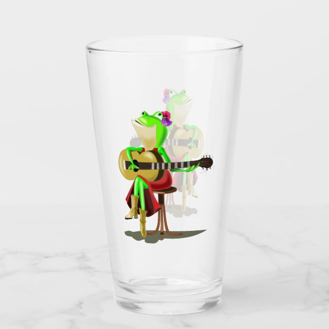 Verre Grenouille Jouer Guitare - Romantique - Amour (Devant)