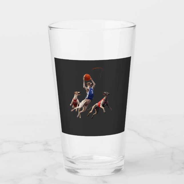Verre Greyhounds playing basketball glass (Devant)