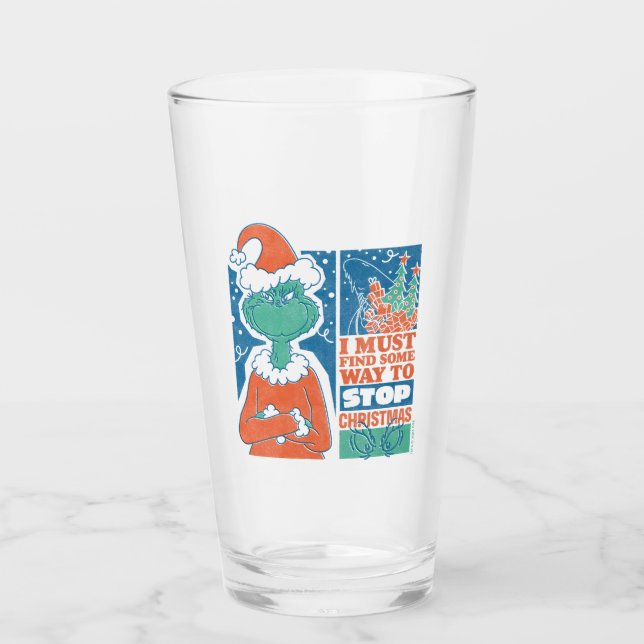 Verre Grinch | Arrêtez Noël Graphique Vintage (Devant)
