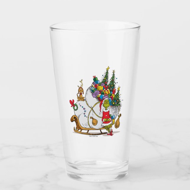 Verre Grinch Classique | Grinch et Max avec le traîneau (Devant)