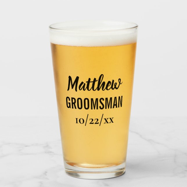 Verre Groomsman Bachelor Fête de mariage Favor Beer Pint (Devant (rempli))