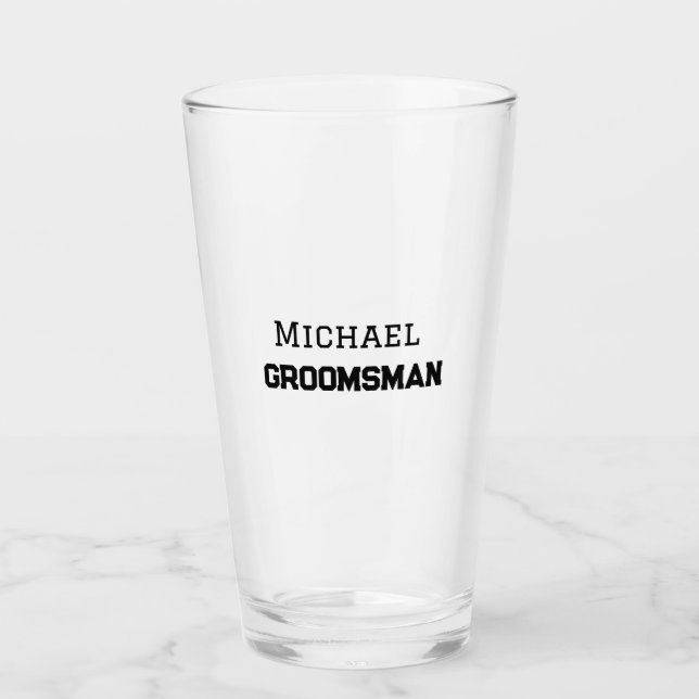 Verre Groomsman simple minimal ajouter nom moderne mascu (Devant)