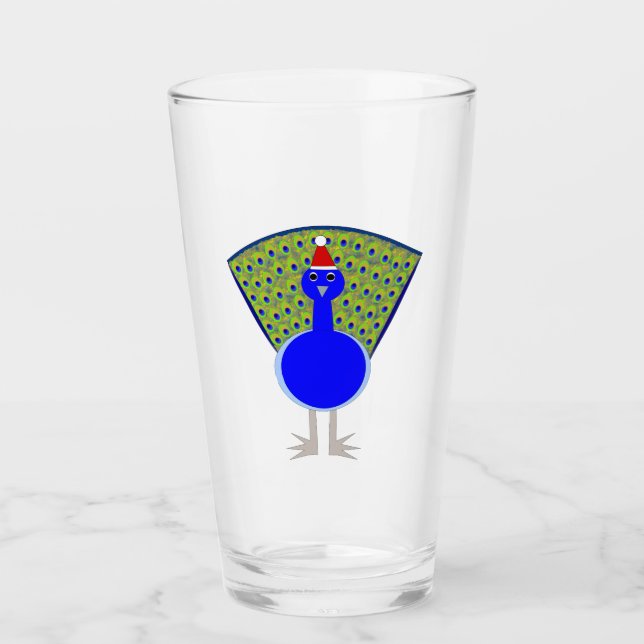 Verre Gros paon de Noël (Devant)