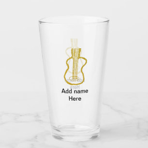 Verre Guitare acoustique paillettes dorées ajouter nom d
