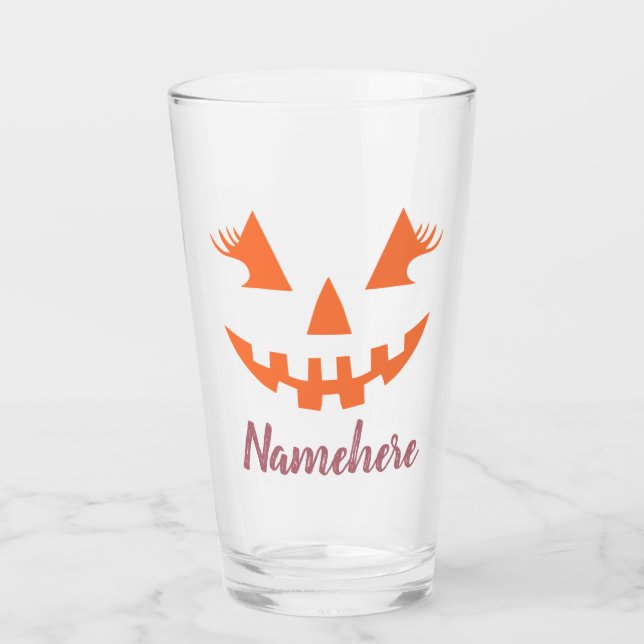 Verre Halloween Citrouille Jack-o'-lantern fille personn (Devant)