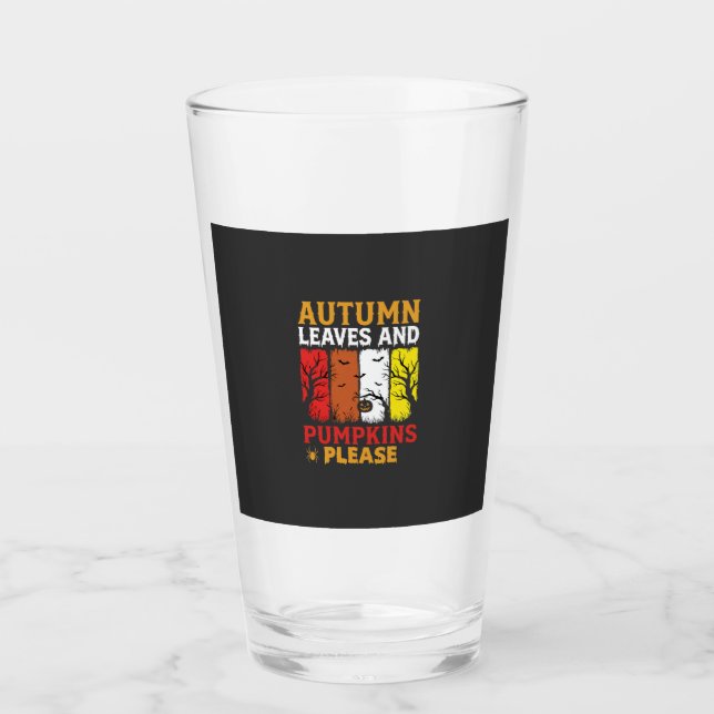 Verre Halloween Feuilles d'Automne et Citrouilles Design (Devant)