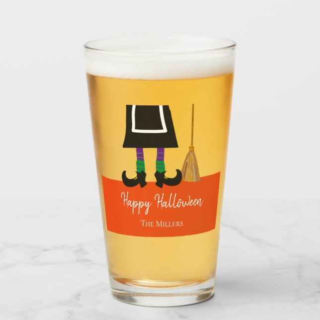 Verre Halloween Jambes de sorcière et salle personnalisé (Devant (rempli))