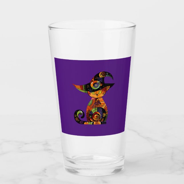 Verre Halloween/mystique/chat/chute (Devant)