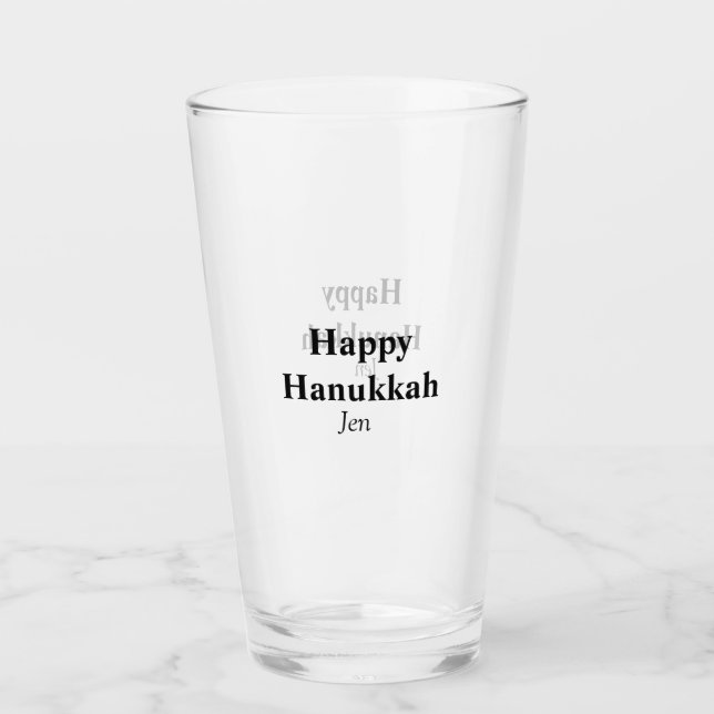 Verre Hanoukka heureux votre nom image texte modifiable (Devant)