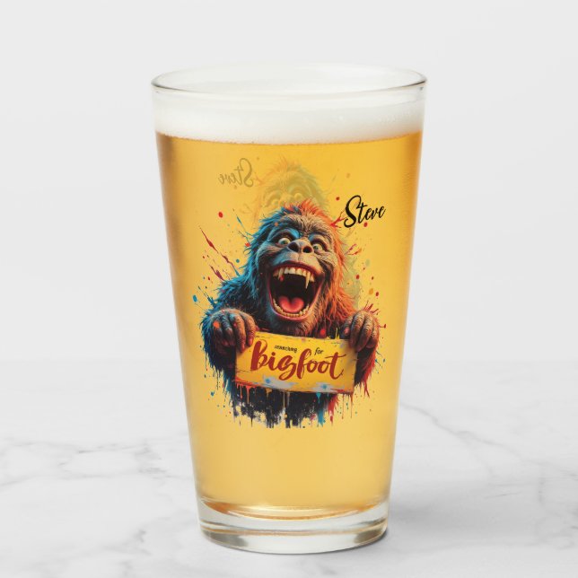 Verre Happy Bigfoot Sasquatch Mugshot Search Team  (Dos (rempli))