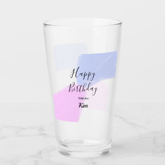 Verre Happy birthday pink purple pastel name simple eleg (Devant)