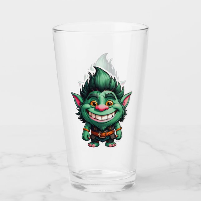 Verre Happy Little Troll Chibi illustration Glass Cup (Devant)