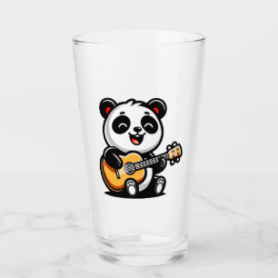 Verre Happy Panda Guitarist - Cute Acoustic Music Design