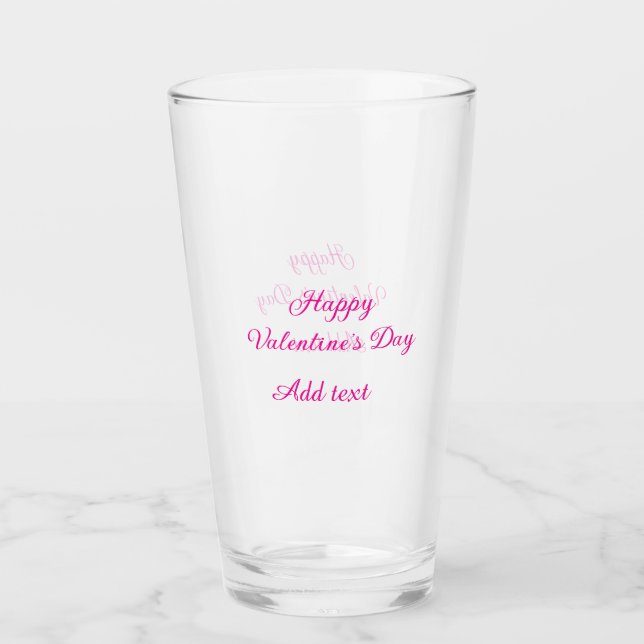 Verre Happy Valentine's day pink text name message (Devant)