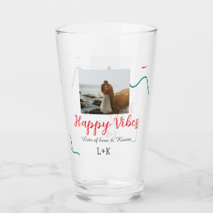 Verre Happy Vibes nom du couple date mariage rouge
