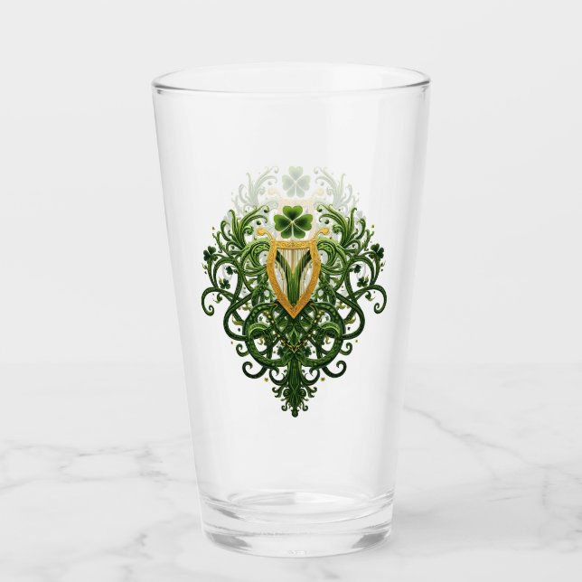 Verre Harpe d'or et Shamrocksf vert (Devant)