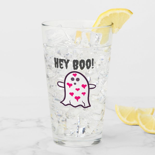 Verre Hé Boo ! Fantôme couvert dans les coeurs (Dos glace)