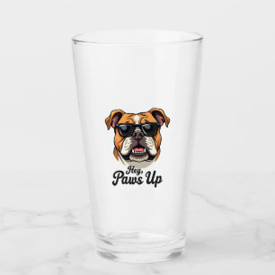 Verre Hé Paws Up Bulldog Vintage avec Lunettes de Soleil