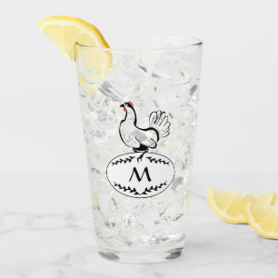 Verre Hen noir et blanc sur un oeuf de monogramme