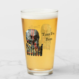 Verre Heure de la bière crâne stressée par ordinateur,
