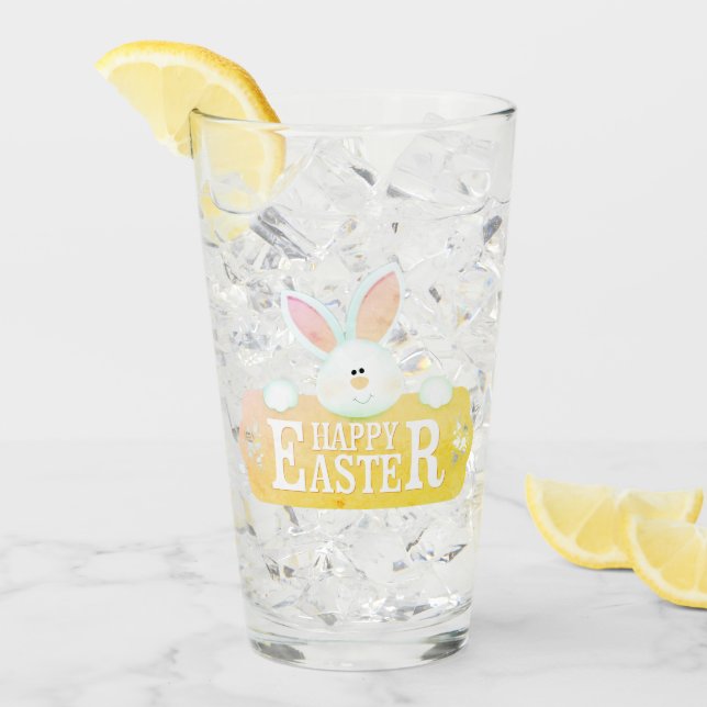 Verre heureux de lapin de Pâques (Devant glace)
