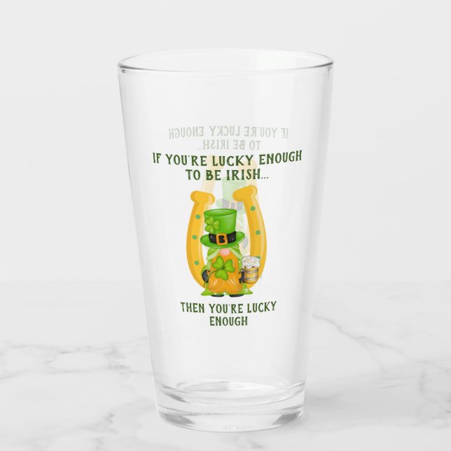 Verre Heureux d'être le fer à cheval irlandais Gnome (Dos)