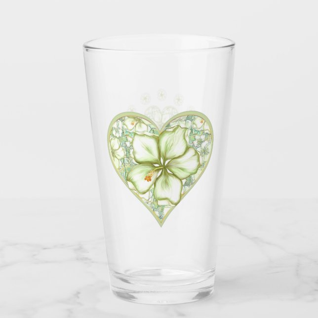 Verre Hibiscus & dentelle BLANC (Devant)