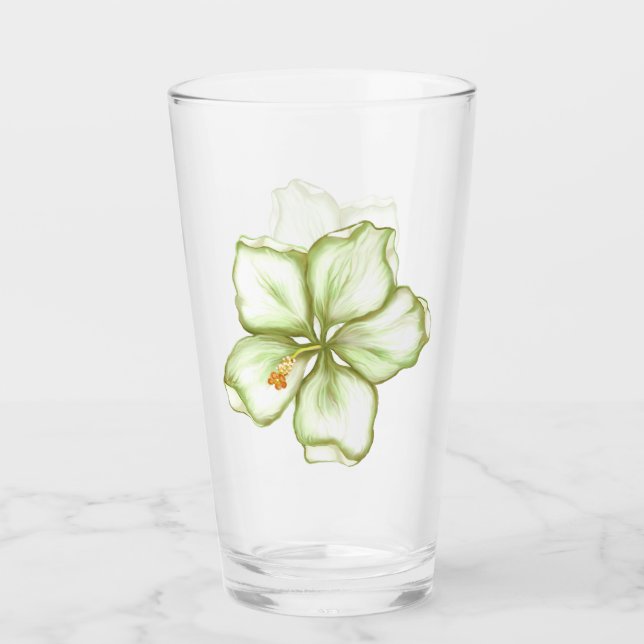Verre Hibiscus & dentelle BLANC (Devant)