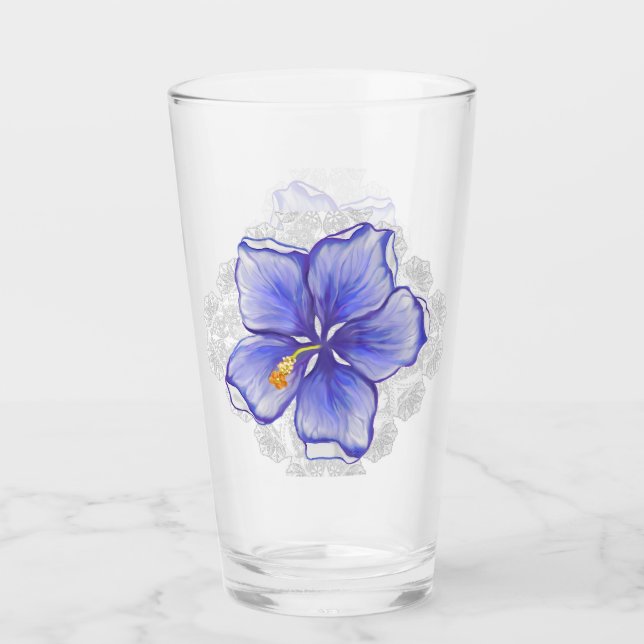 Verre Hibiscus & dentelle BLEU (Devant)