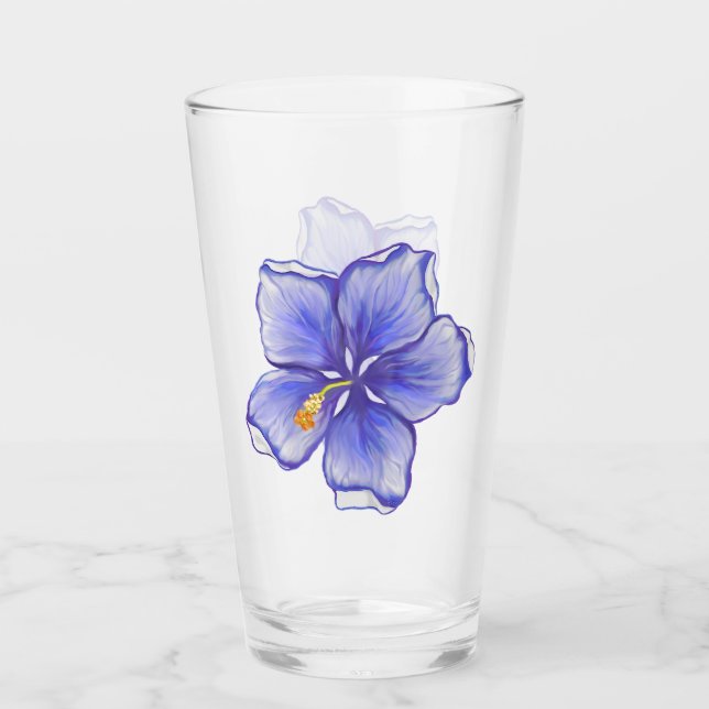 Verre Hibiscus & dentelle BLEU (Devant)