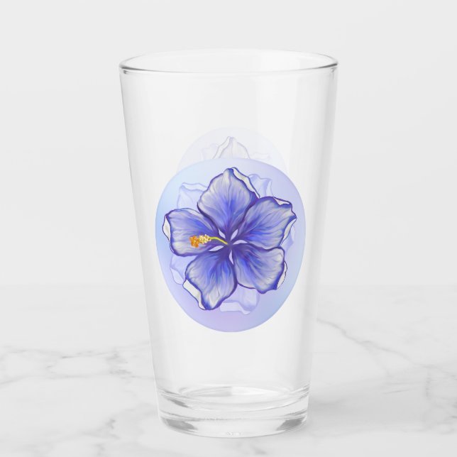 Verre Hibiscus & dentelle BLEU (Devant)