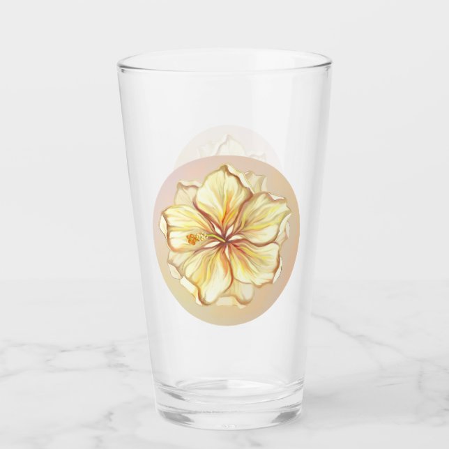 Verre Hibiscus & dentelle JAUNE (Devant)