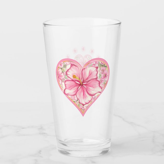 Verre Hibiscus & dentelle PINK (Devant)