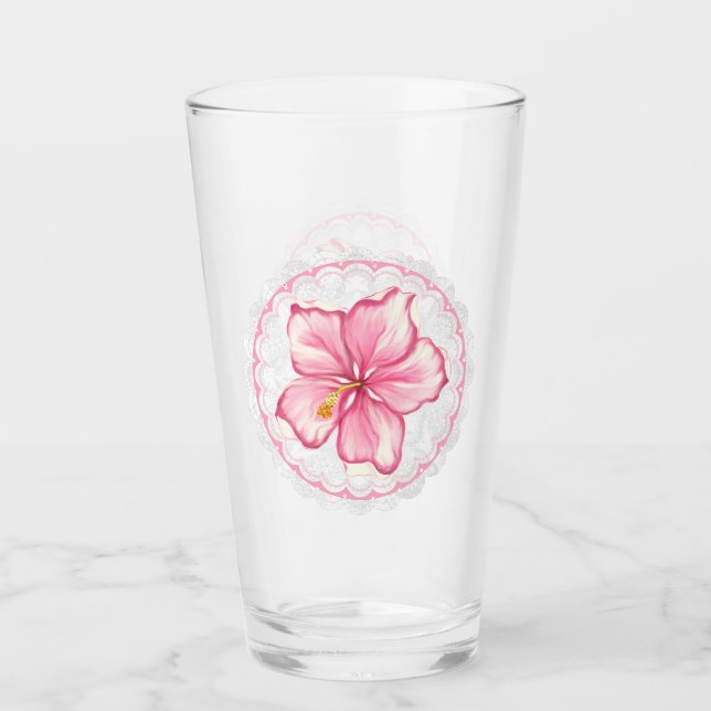Verre Hibiscus & dentelle PINK (Devant)